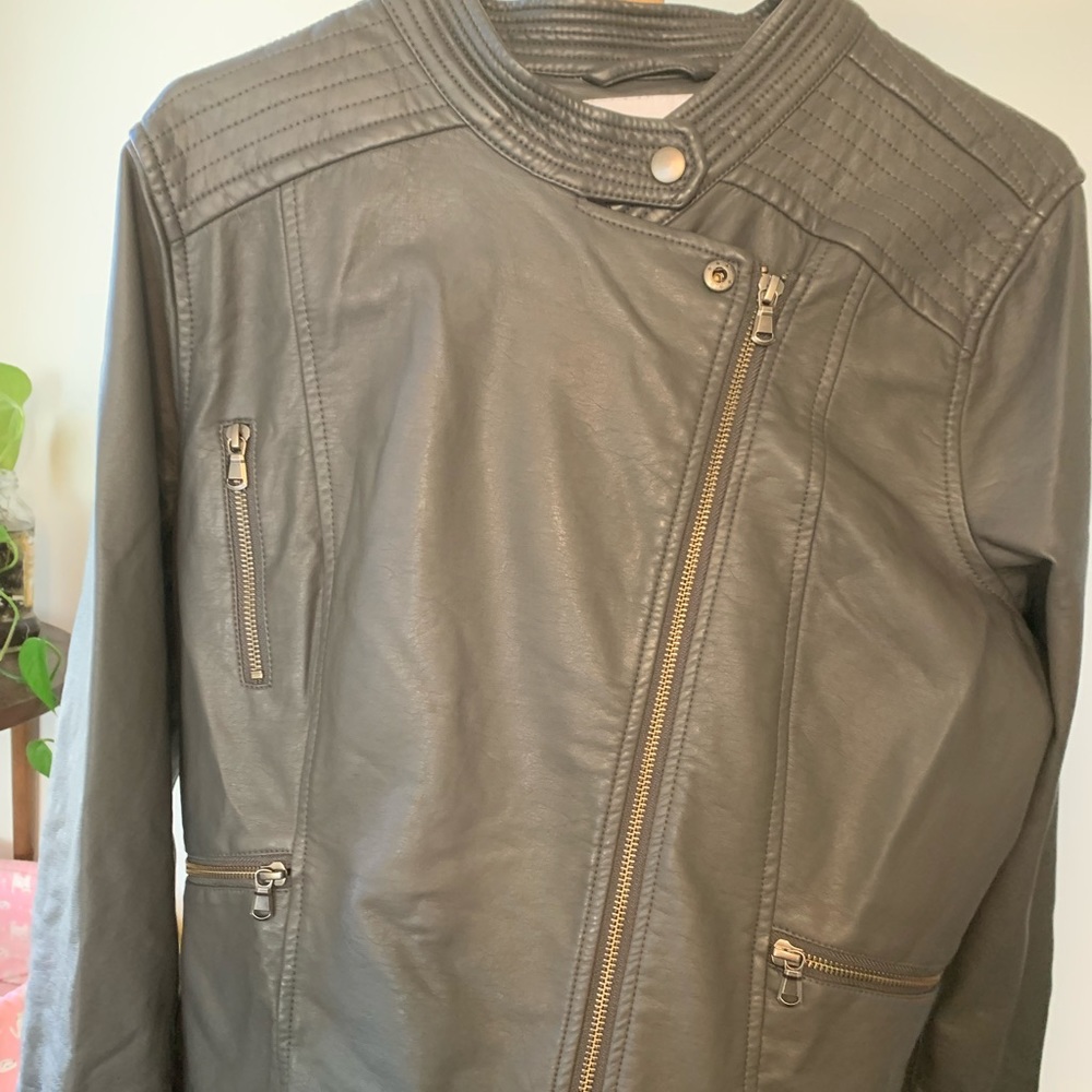 Anthropologie gray vegan leather jacket - Mint condition L size